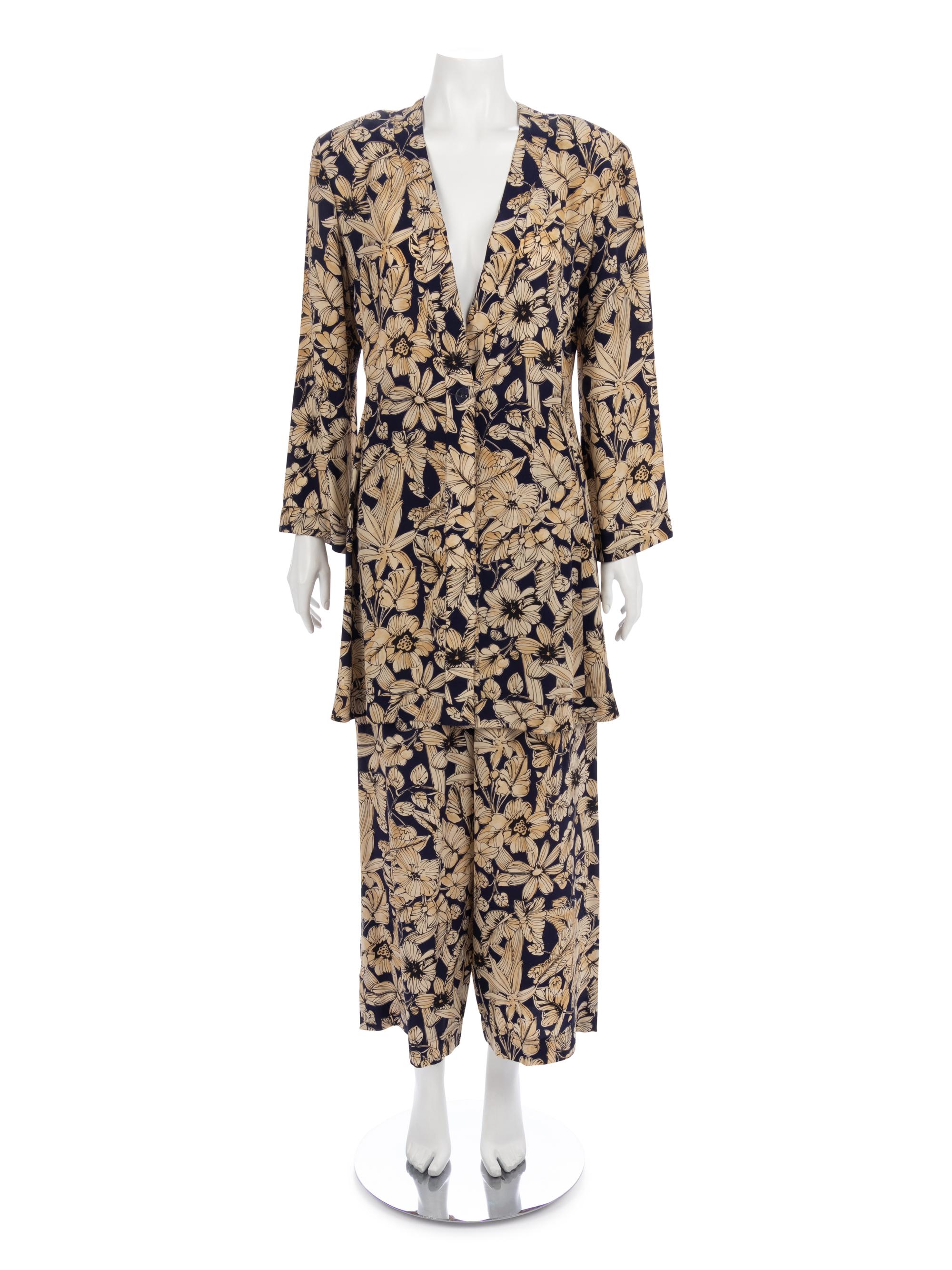 Four Jean Muir Floral Pant Ensembles, 1980-90s