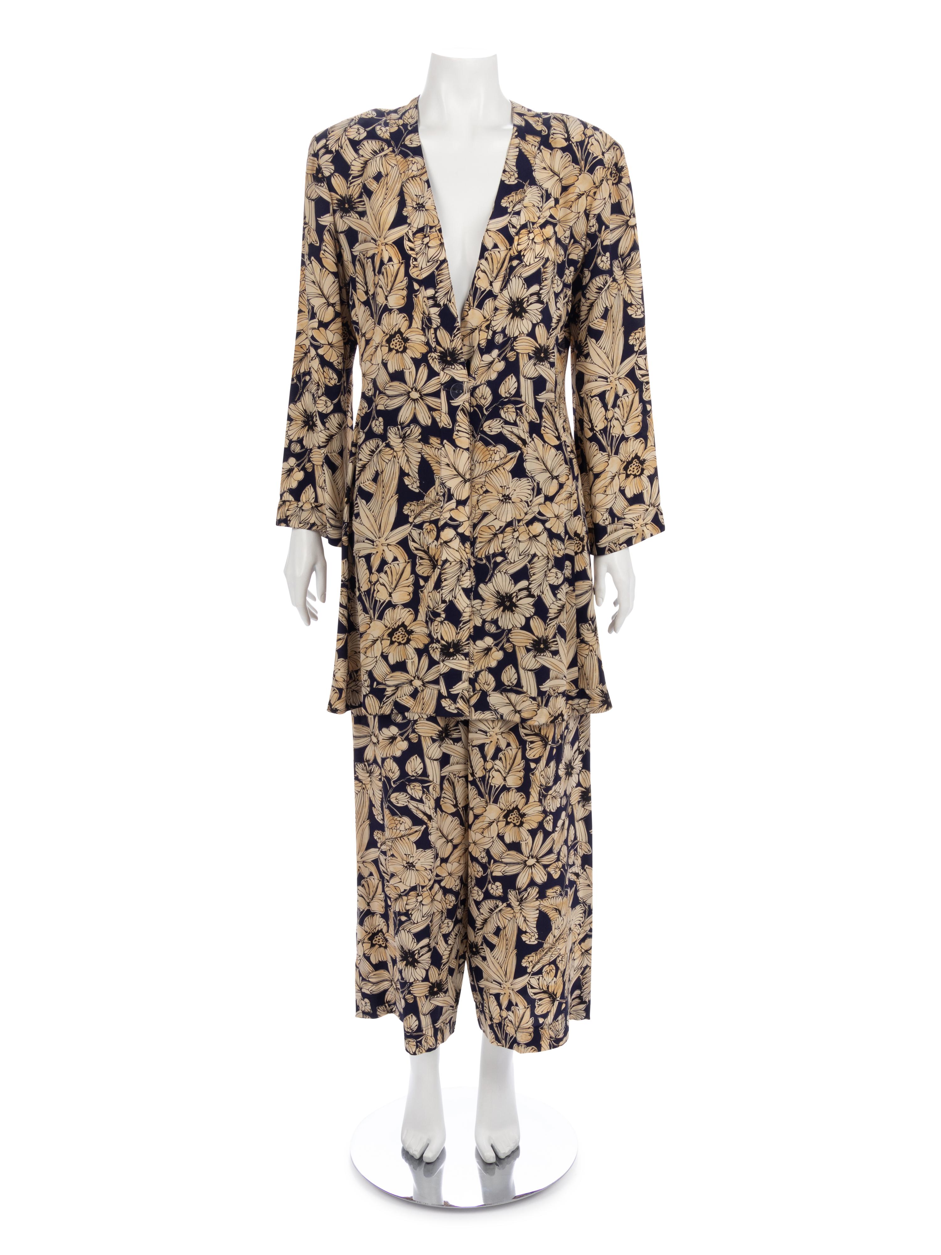Four Jean Muir Floral Pant Ensembles, 1980-90s