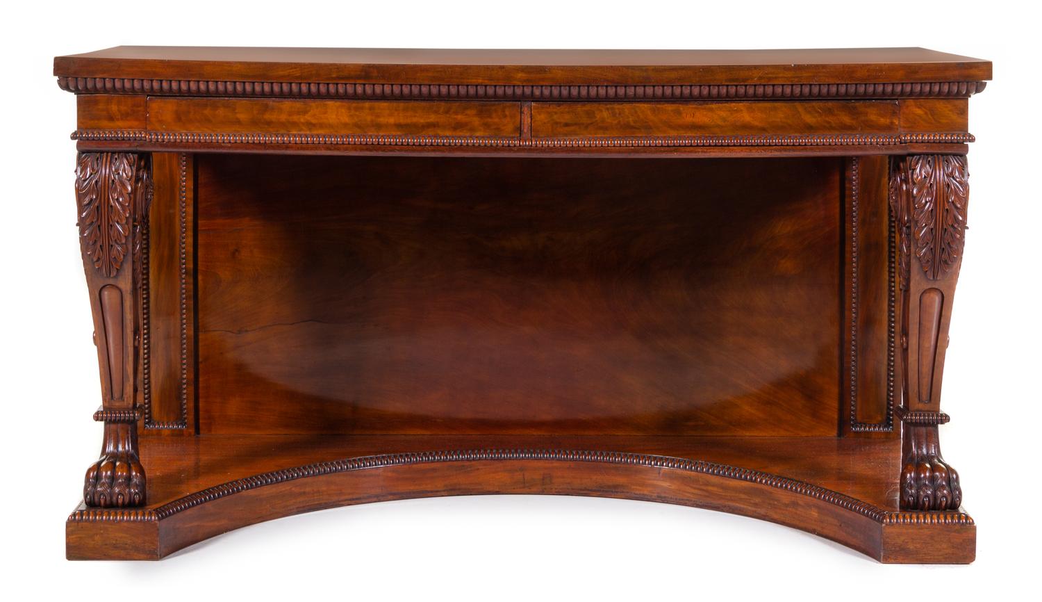 A Regency Mahogany Console Table Height 38 x width 70 x depth 26 1/2 inches. — SECOND QUARTER 19TH CENTURY