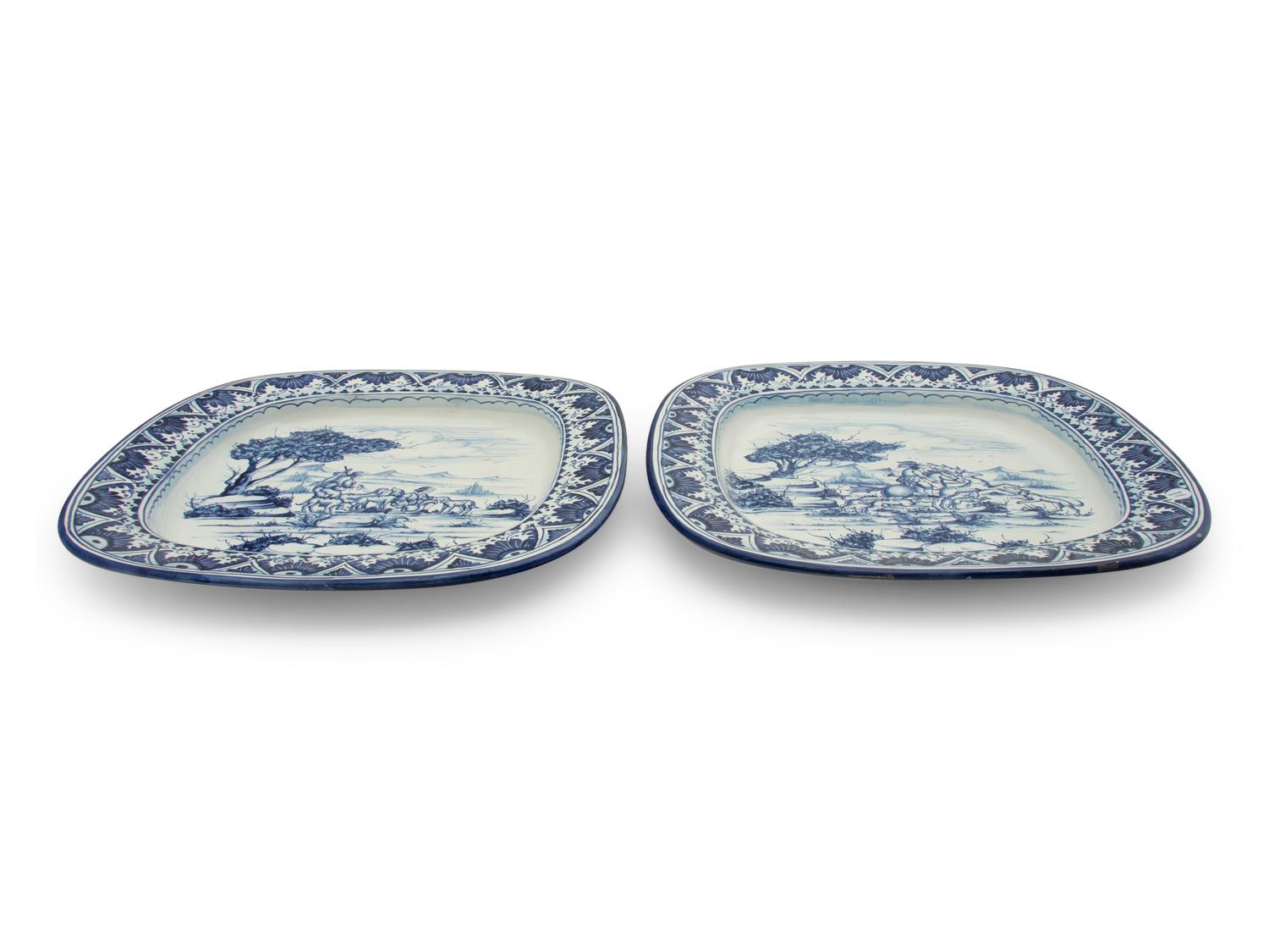 Two Pairs of Continental Majolica Platters