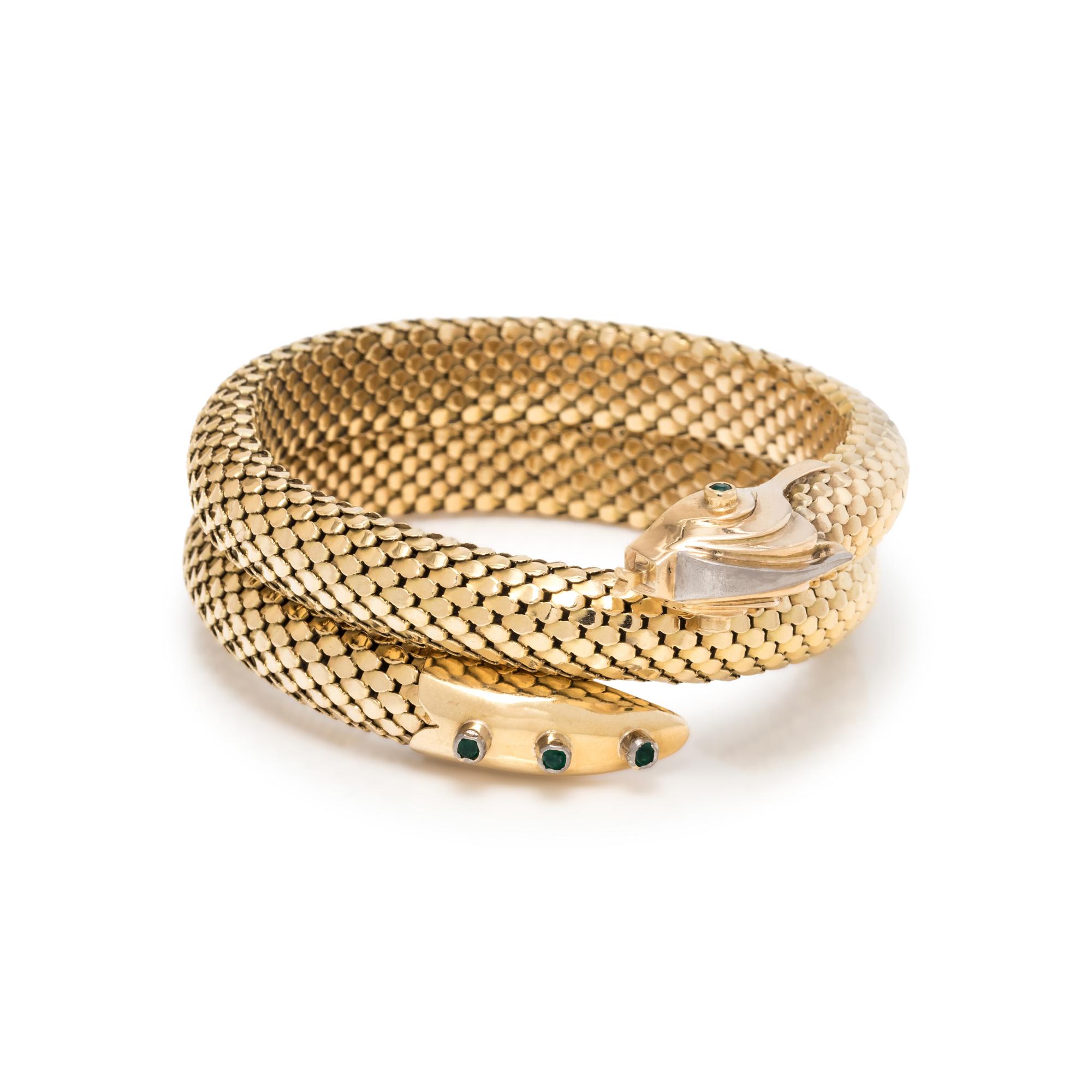 YELLOW GOLD SNAKE BANGLE BRACELET