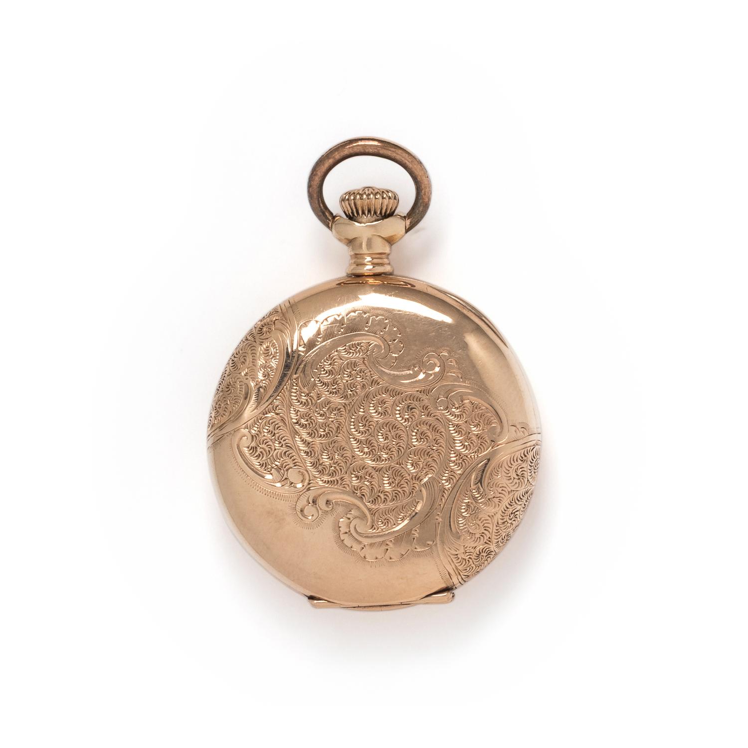 ELGIN, 14K YELLOW GOLD HUNTER CASE POCKET WATCH