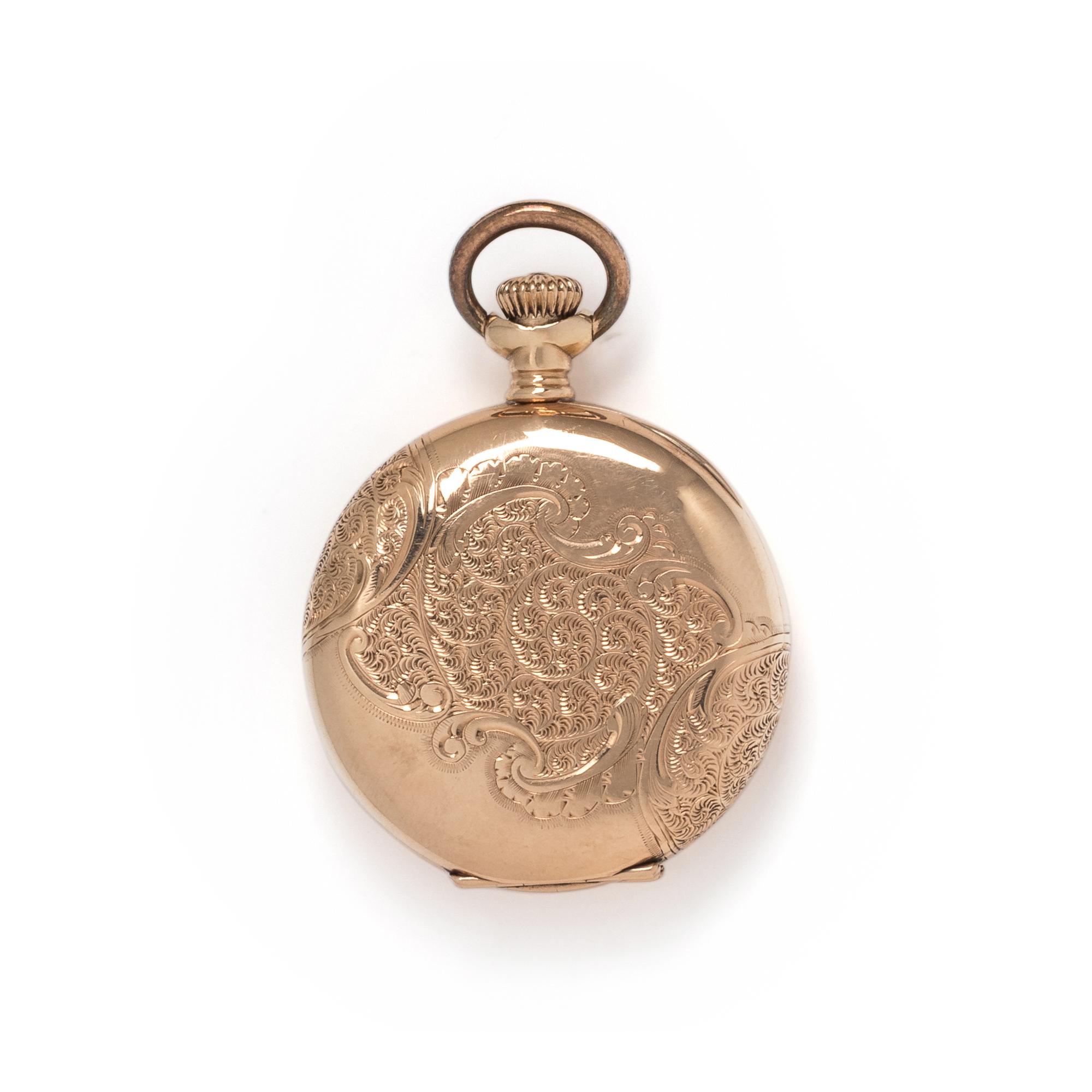 ELGIN, 14K YELLOW GOLD HUNTER CASE POCKET WATCH