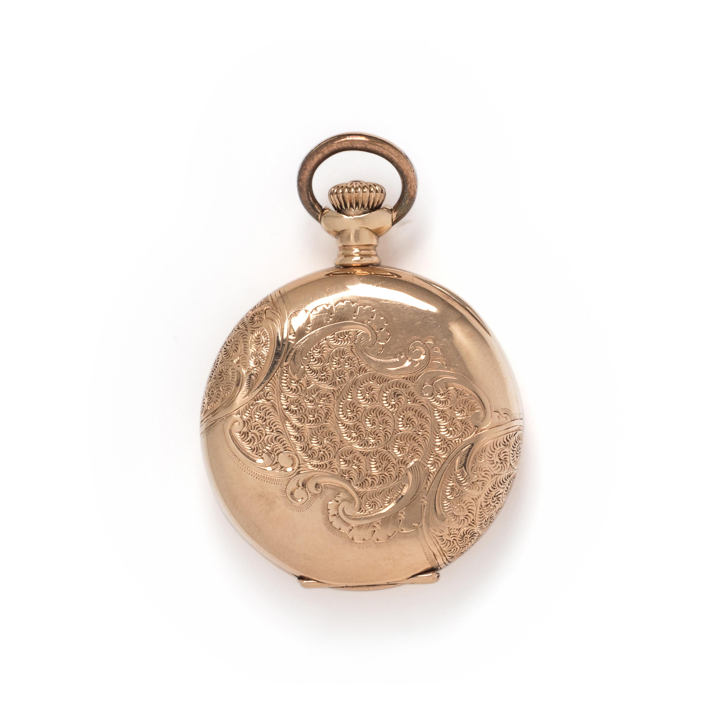 ELGIN, 14K YELLOW GOLD HUNTER CASE POCKET WATCH