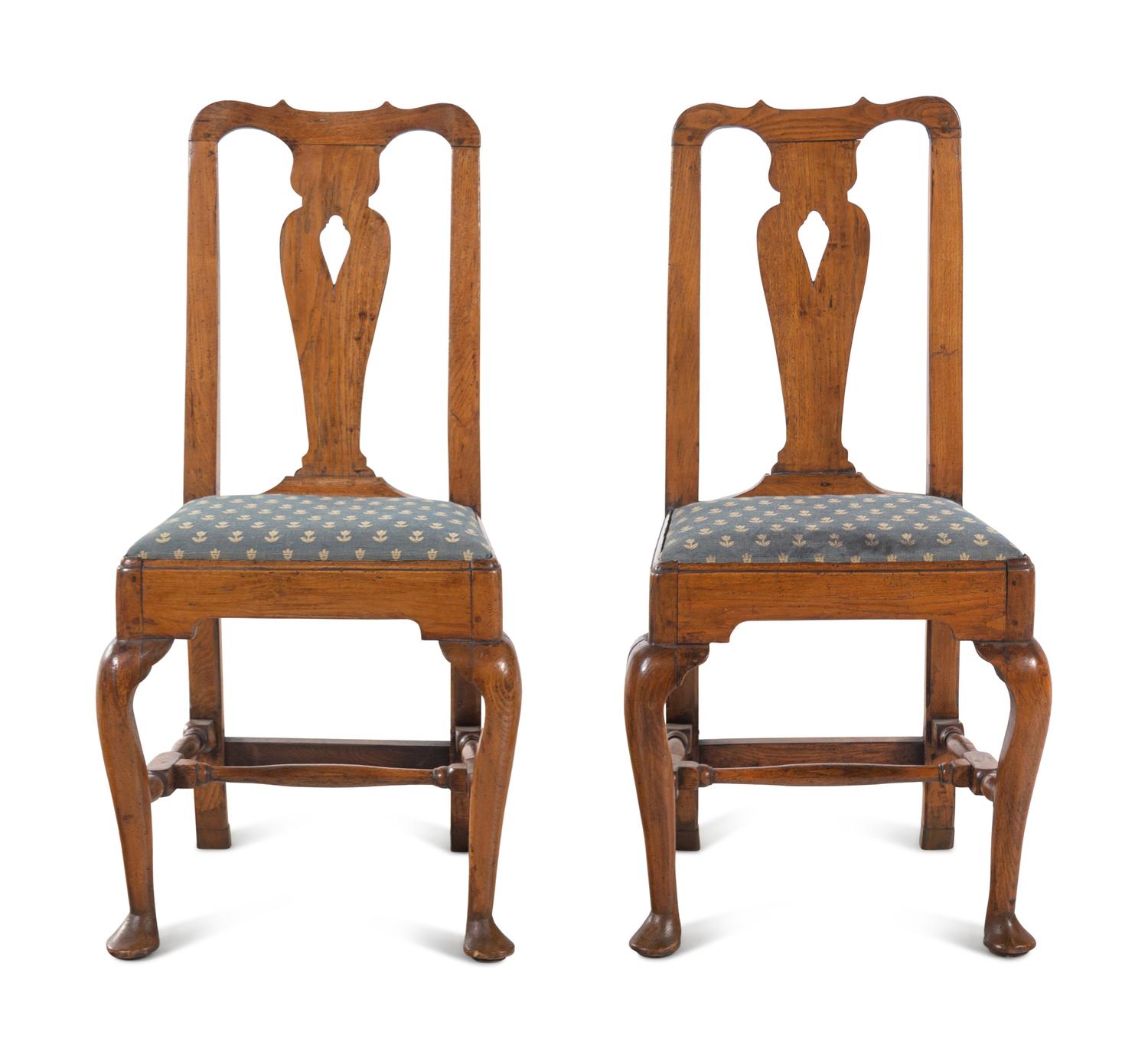 A Pair of Queen Anne Oak Side Chairs