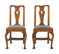 A Pair of Queen Anne Oak Side Chairs