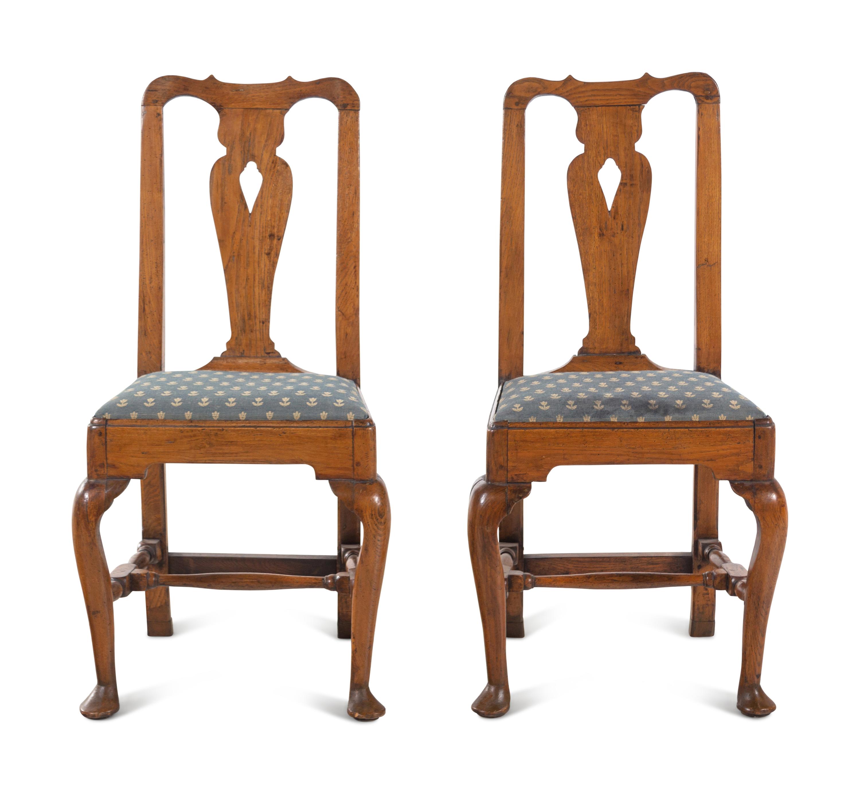A Pair of Queen Anne Oak Side Chairs
