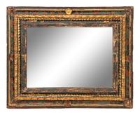 A Spanish Colonial Painted and Parcel Gilt Mirror