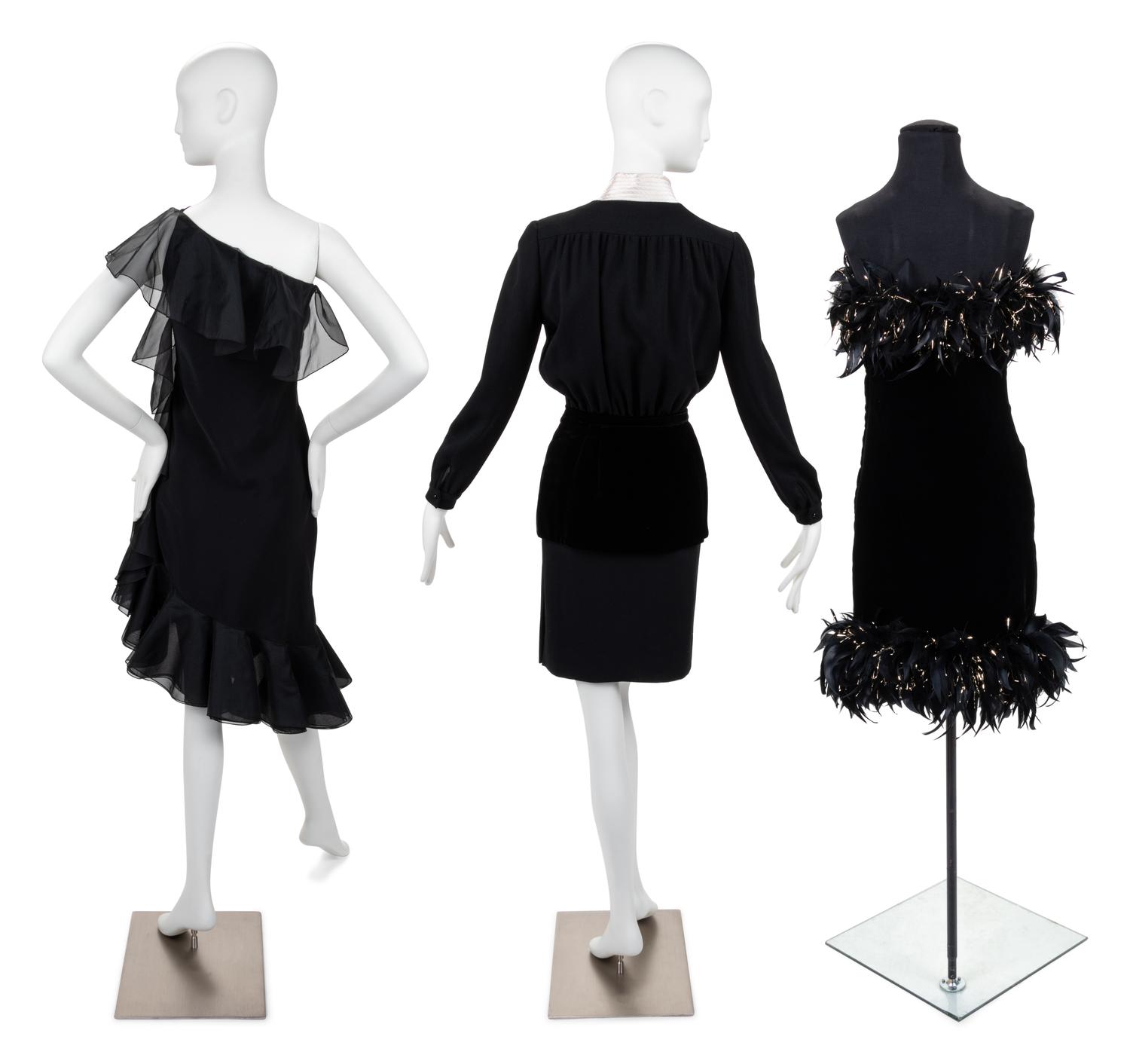 Three Designer Dresses: Valentino, Adele Simpson, Yves Saint Laurent, 1980-90s