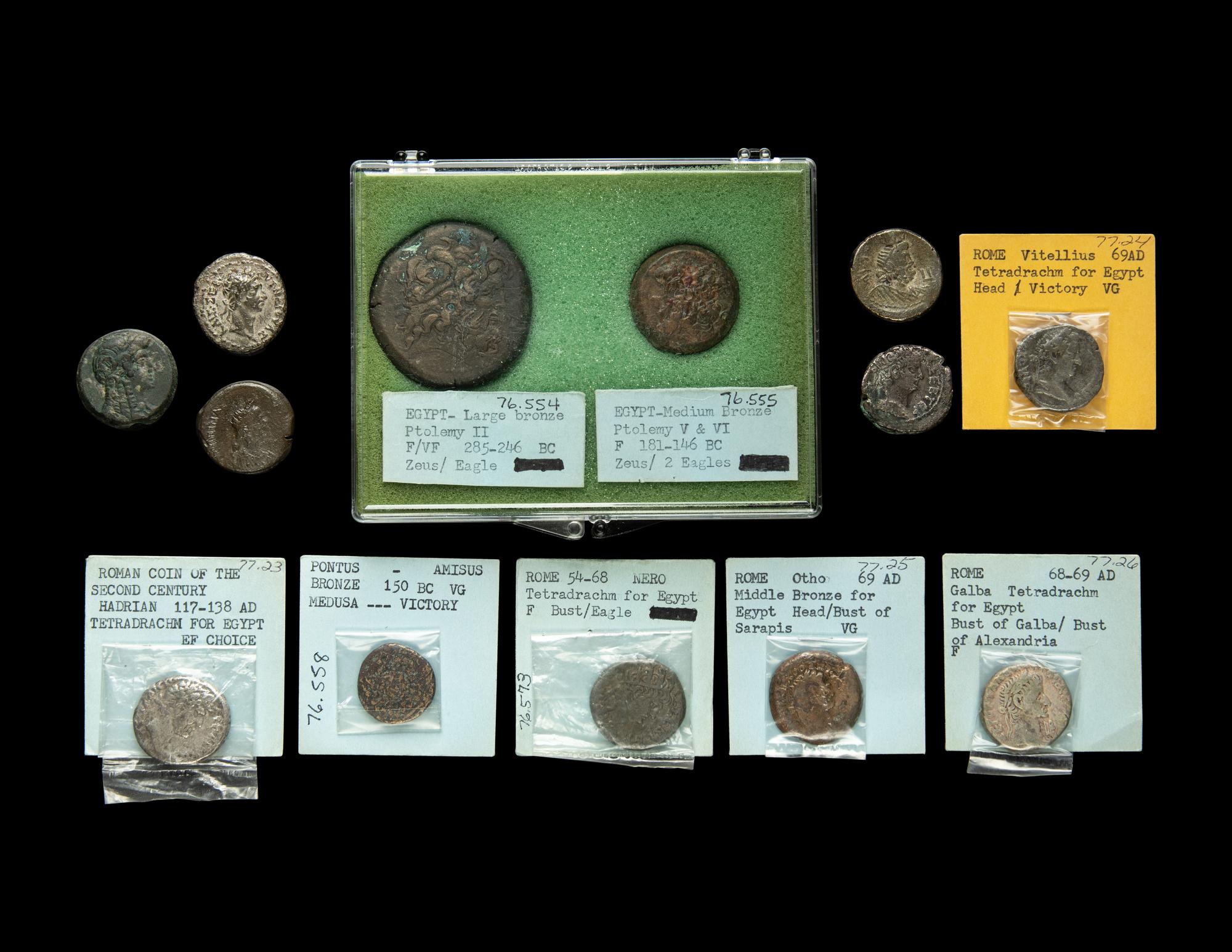 [ANCIENT] A Collection Ptolemaic and Roman-Egypt Coins (2nd Century BCE and later), 13 coins total