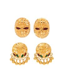A Collection of High Karat Gold and Enamel Earrings,