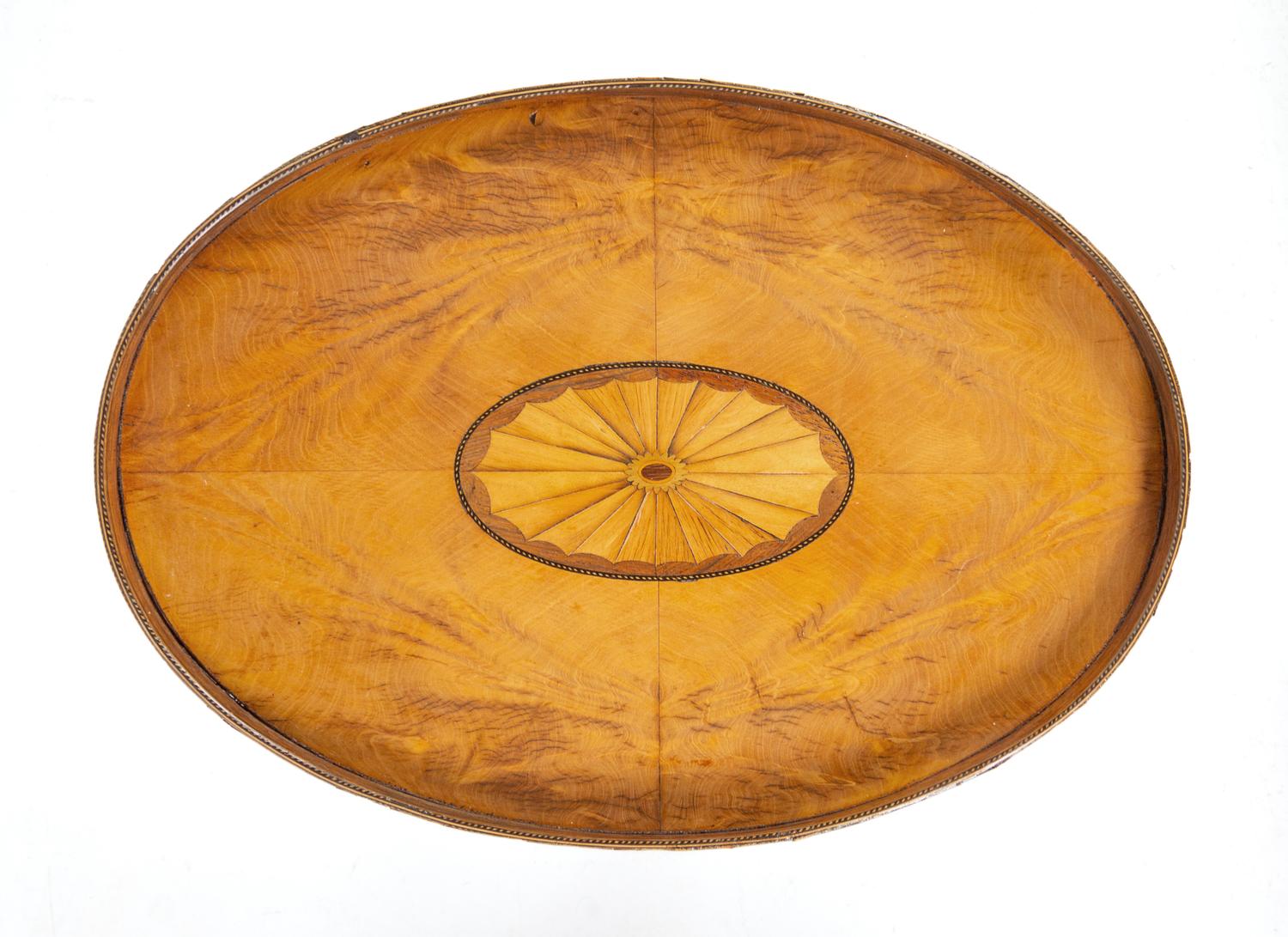 A Pair of George III Satinwood and Marquetry Side Tables Height 26 x width 17 1/2 x depth 13 inches. — CIRCA 1780
