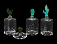 Three Daum Pâte-de-Verre Cactus Decanters and a Ring Tray