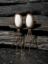 Single-strand White Coral Necklace, PLUS 14K Gold and Dolomite Clip Earrings