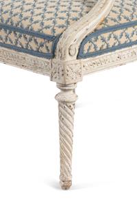 A Pair of Louis XVI Provincial White-Painted Fauteuils