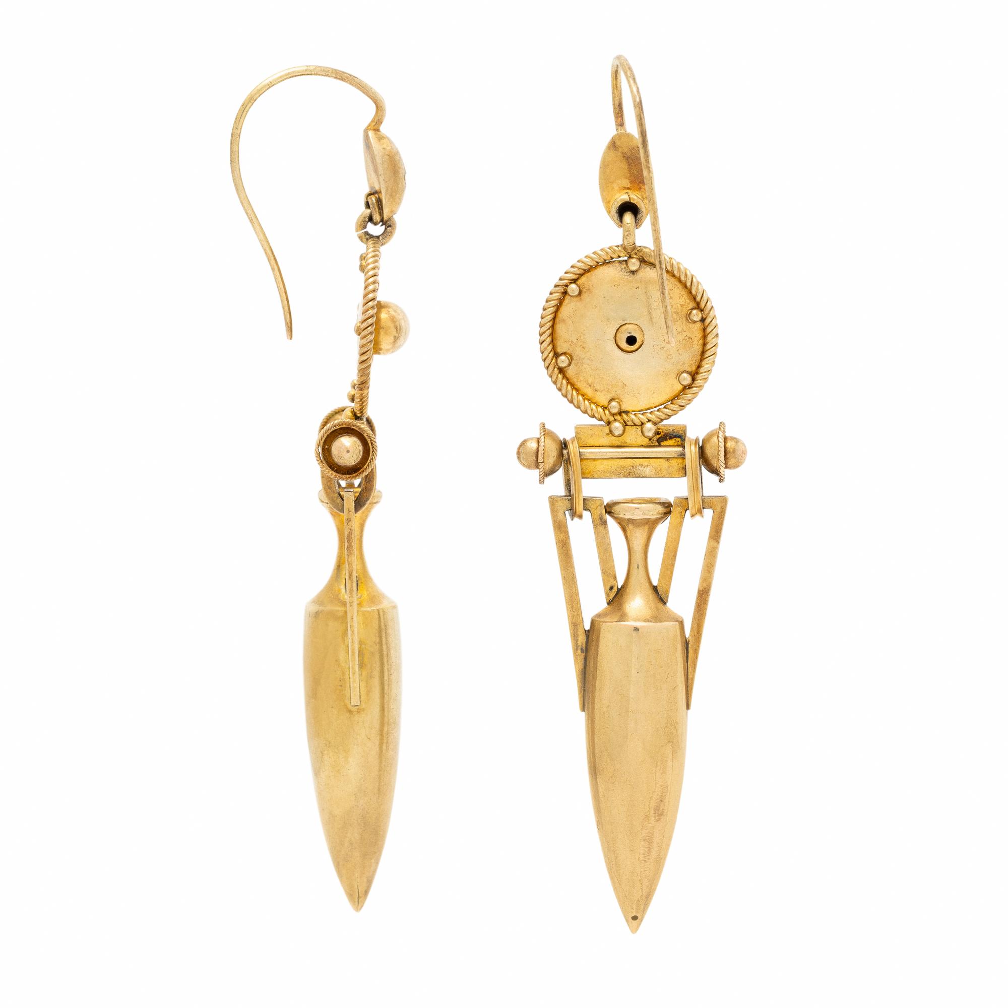 Etruscan Revival, Yellow Gold Earrings