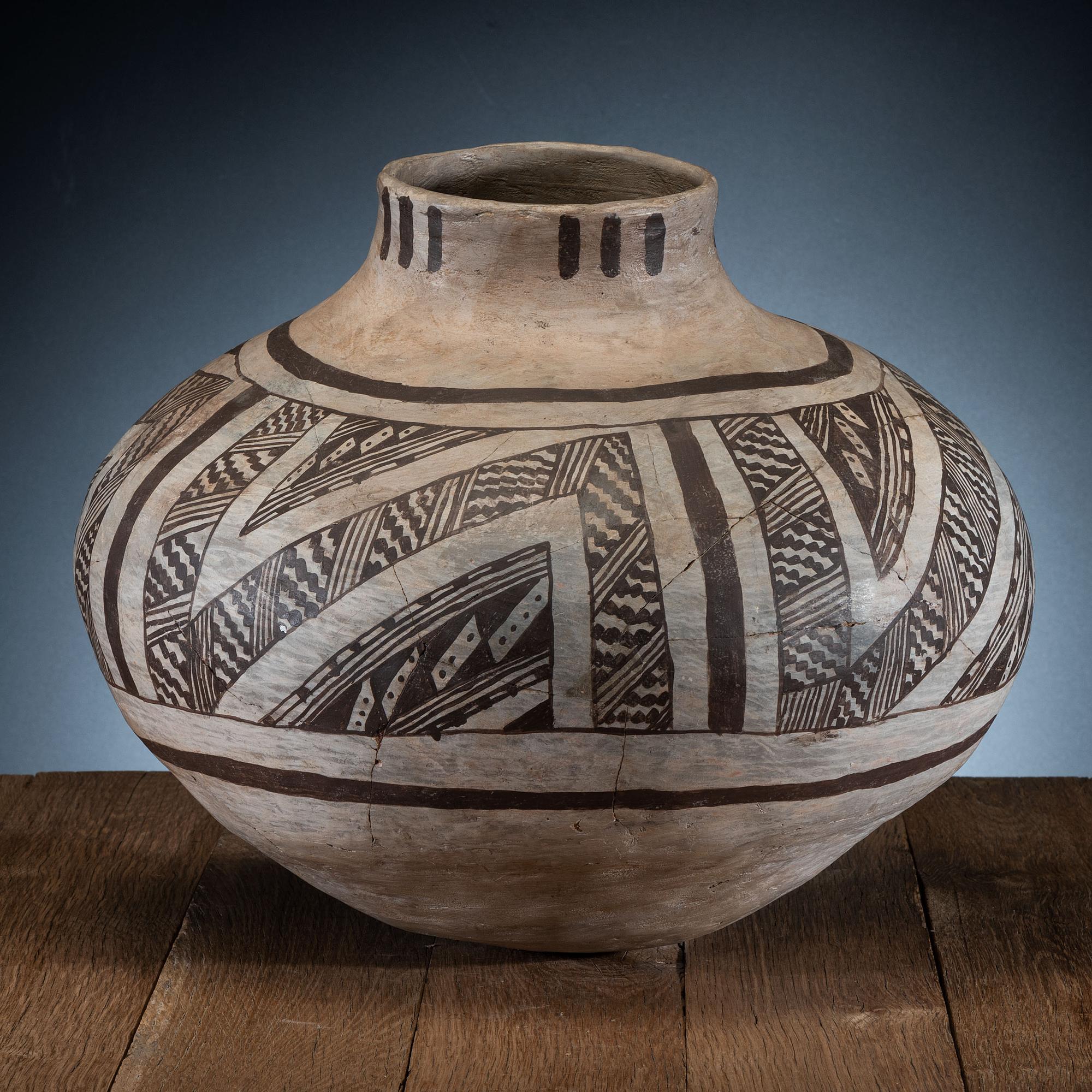 Anasazi Black-on-White Pottery Storage Jar