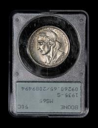 A United States 1935-S Daniel Boone Commemorative 50c Coin — PCGS graded MS65
