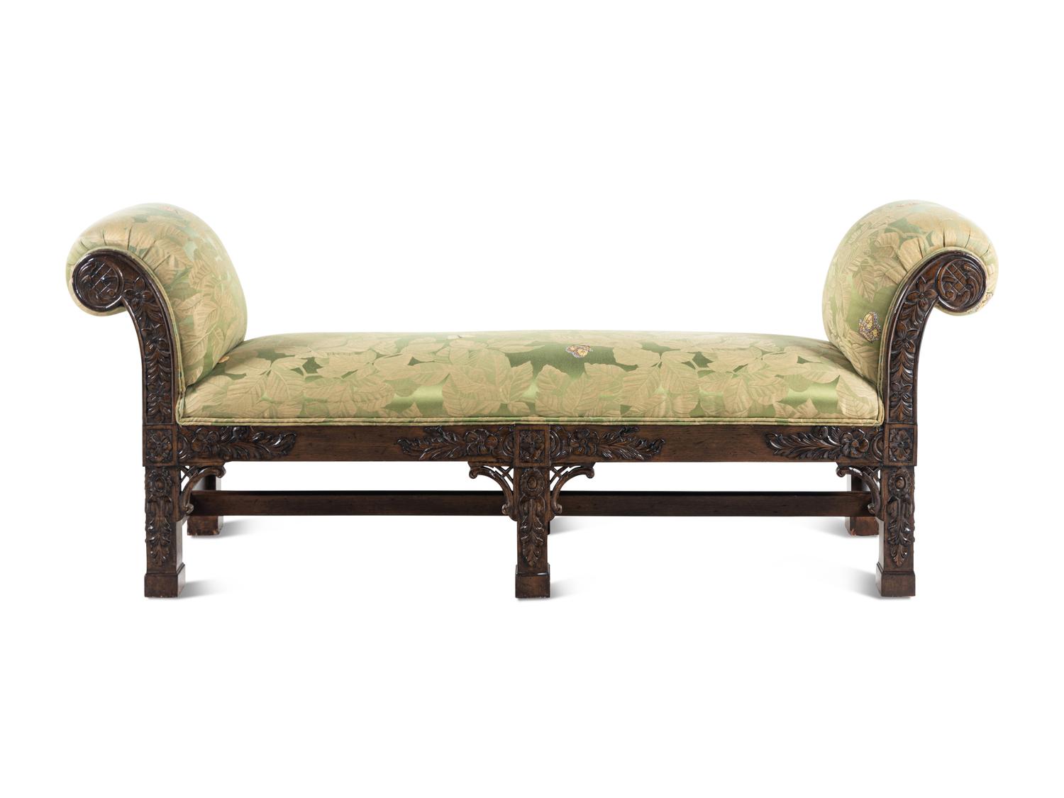 A George III Style Carved Walnut Bench