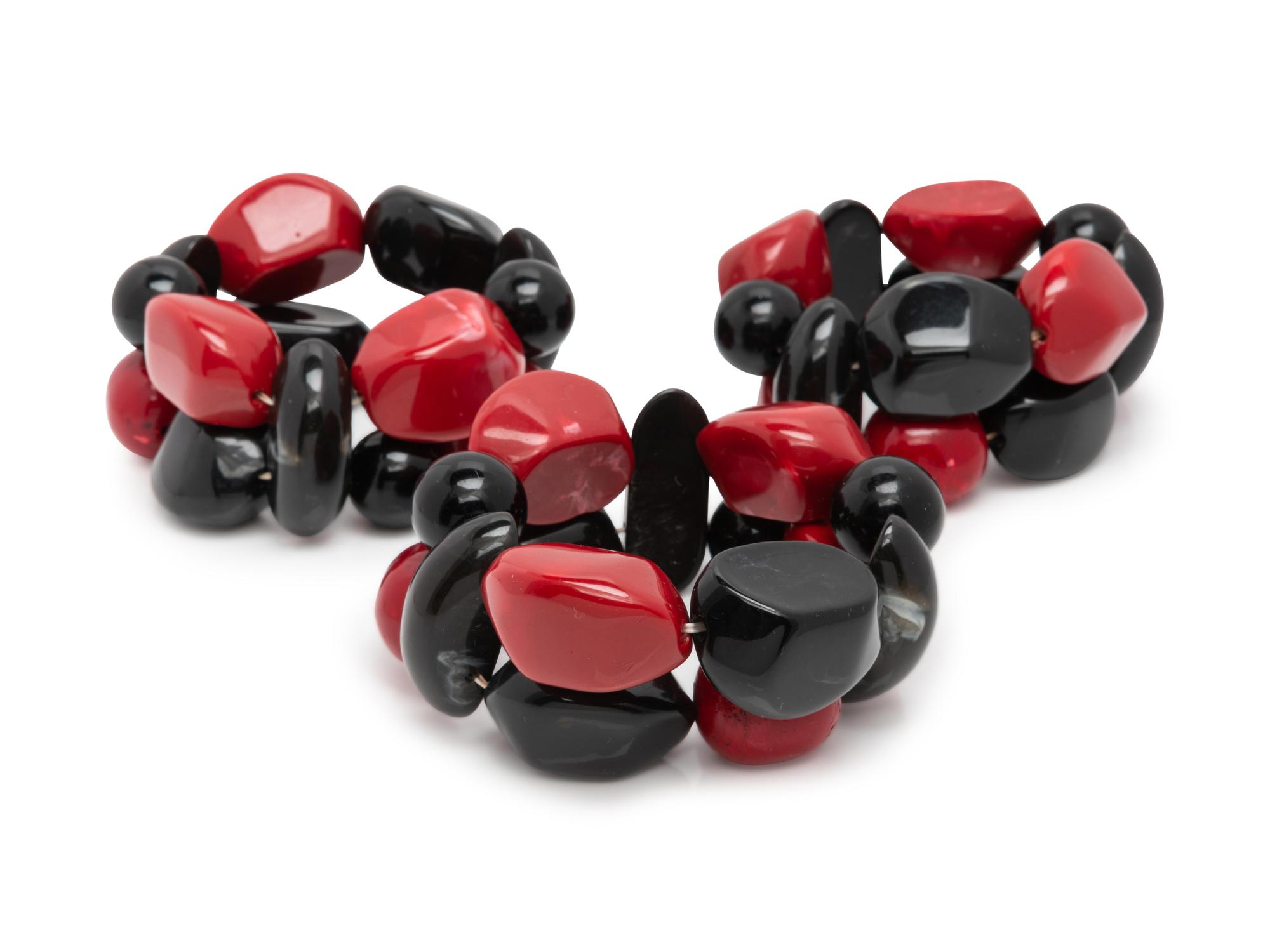One Yves Saint Laurent Necklace, One Pair of Earrings, and Three Chunky Beaded Bracelets, 1970s-2000s