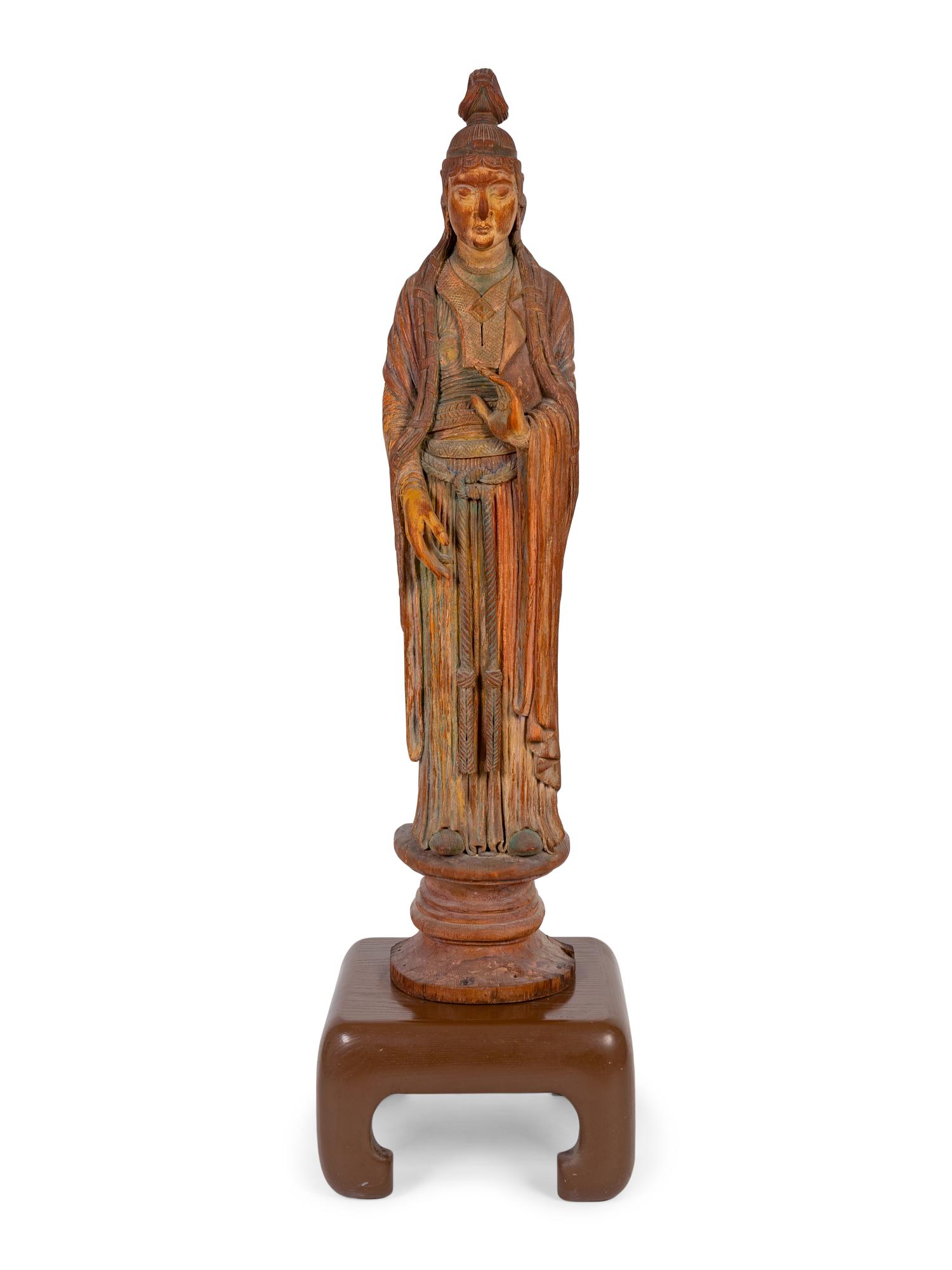 A Chinese Carved and Polychromed Hardwood Figure of Quan Yin — LATE 19TH / EARLY 20TH CENTURY
