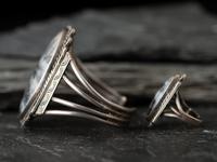 Navajo Silver and Petrified Wood Cuff Bracelet and Ring