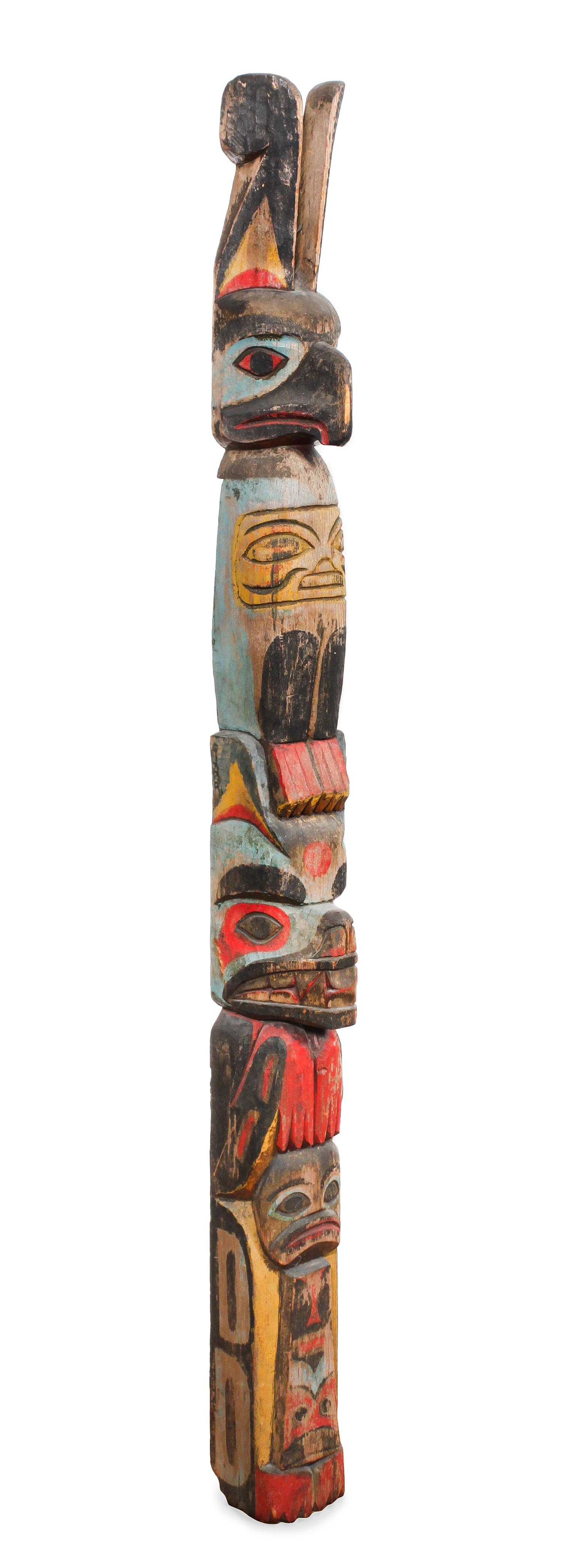 Haida Polychrome Totem Pole Height 72 1/2 x width 6 x depth 7 1/2 inches — Late 19th/Early 20th Century