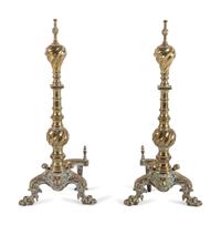 A Baroque Revival Brass Fireplace Suite