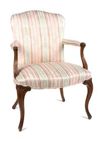 A Louis XV Style Mahogany Fauteuil Height 34 1/2 inches. — 19TH CENTURY