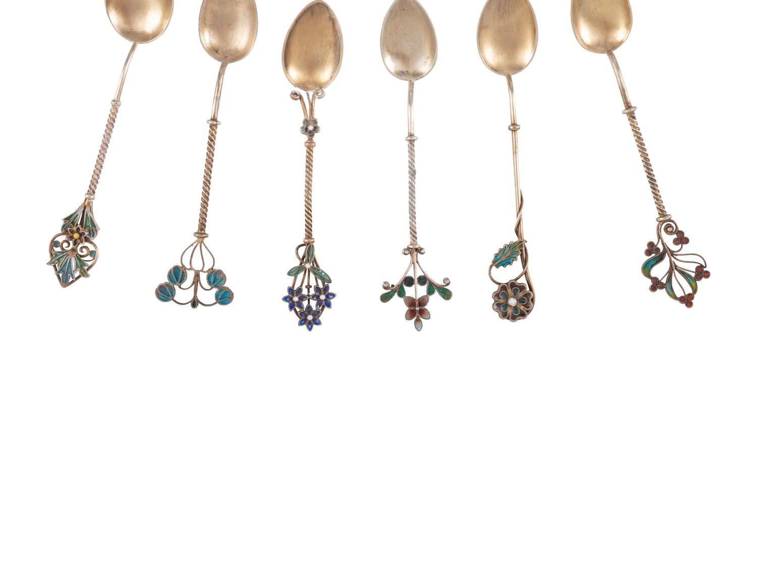 Twenty Silver and Enamel Souvenir Spoons