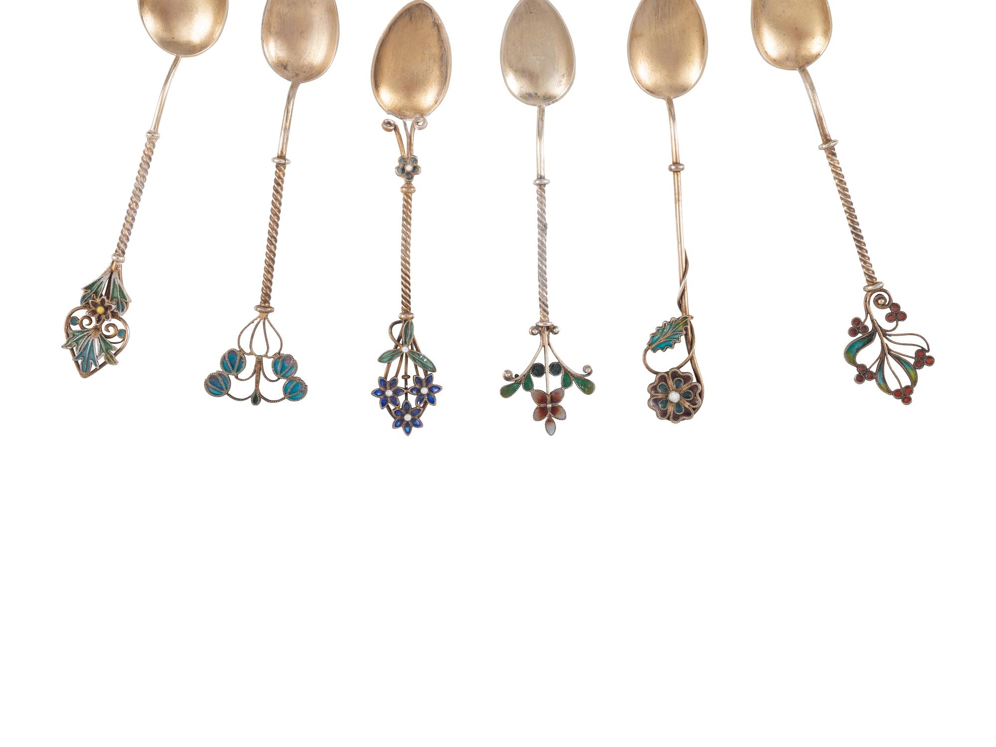 Twenty Silver and Enamel Souvenir Spoons