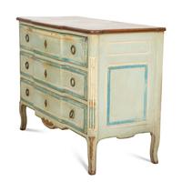 A French Gilt Metal-Mounted Painted and Parcel Gilt Commode