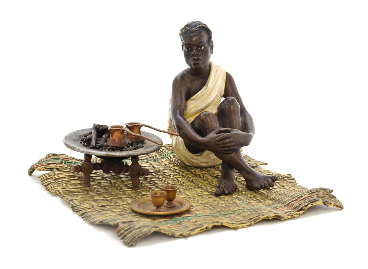 An Austrian Cold Painted Bronze Figural Group, Franz Bergman (1861-1936), Height 3 1/2 inches.
