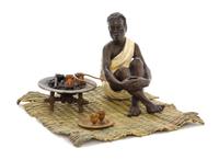 An Austrian Cold Painted Bronze Figural Group, Franz Bergman (1861-1936), Height 3 1/2 inches.