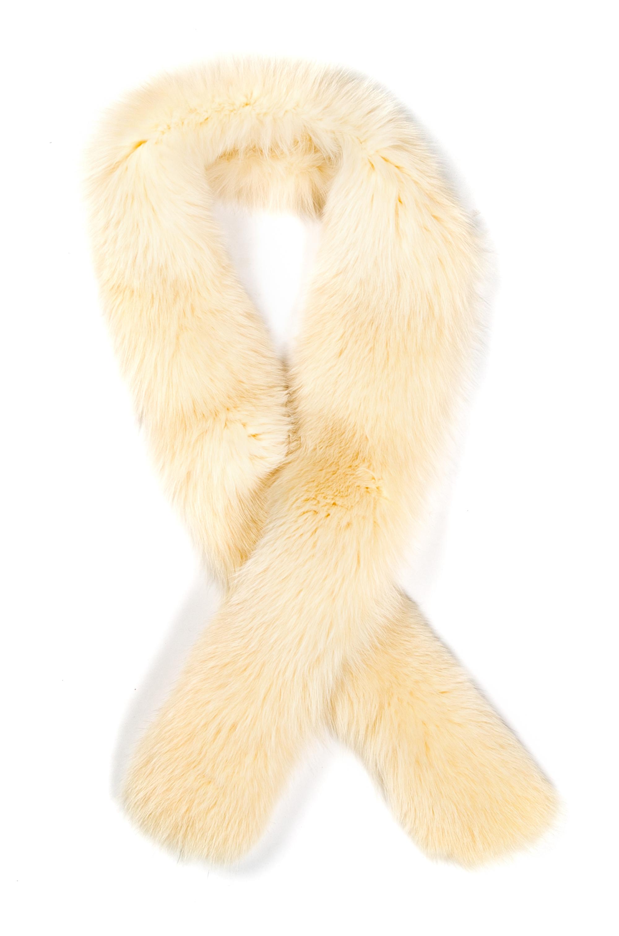 A White Fox Boa, 66" L x 3.25" W.