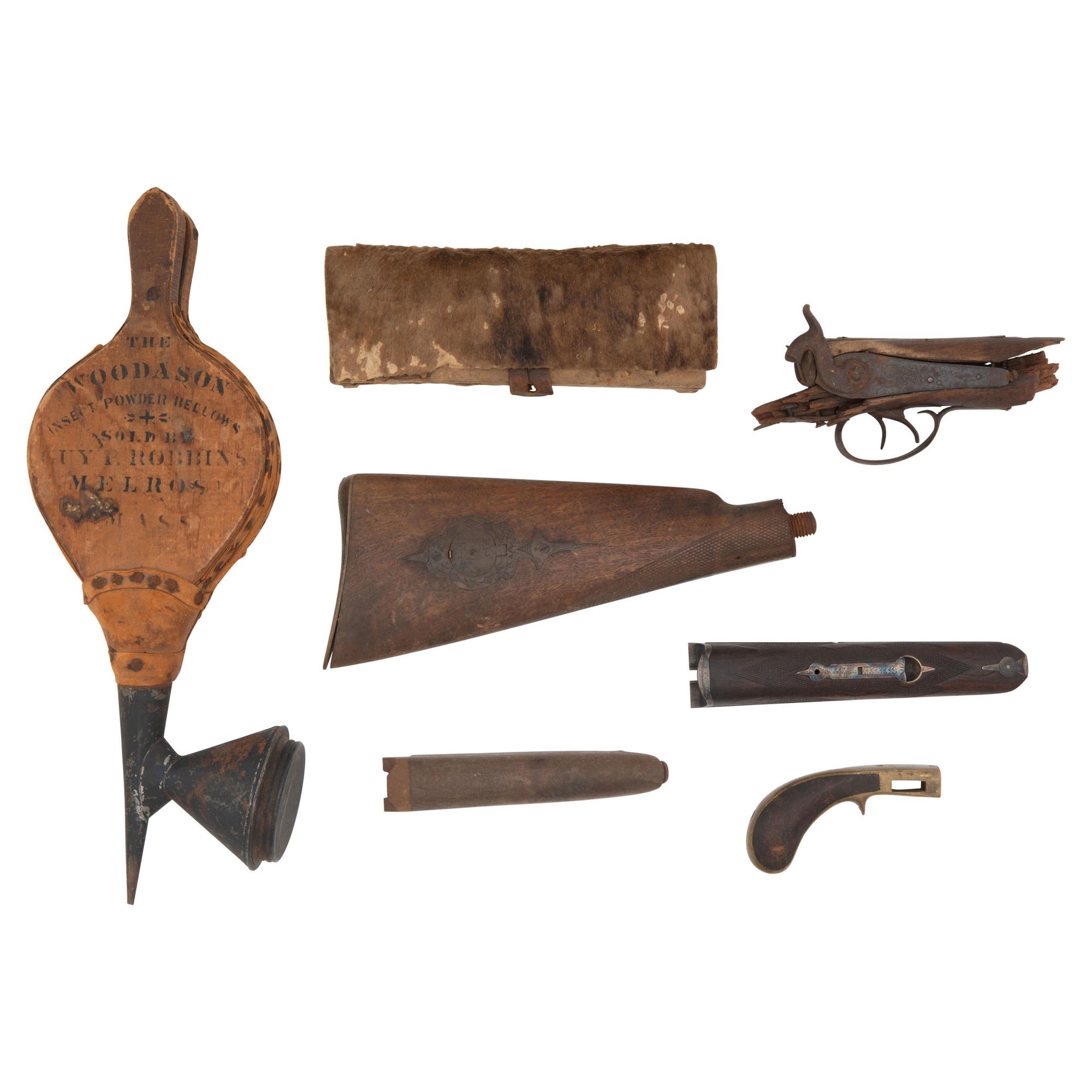Lot of Gun Stocks and Insect Powder Bellows