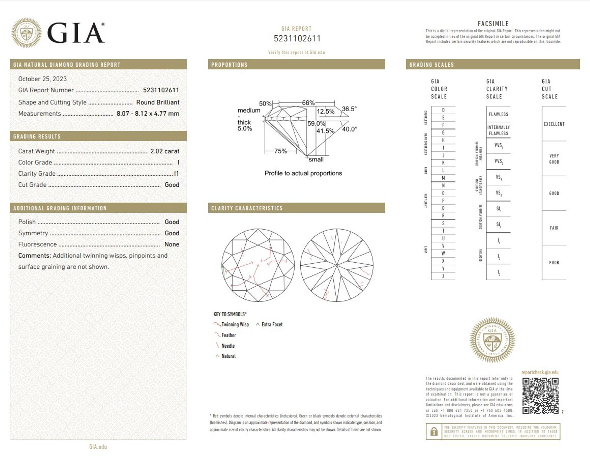 2.02 CARAT ROUND BRILLIANT CUT DIAMOND