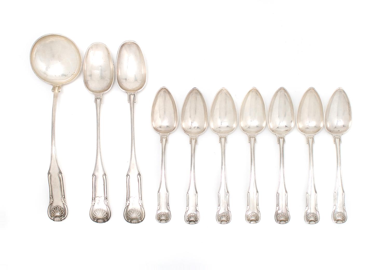 A Collection of American Silver Spoons, S. Kirk and Sons, Length of first 12 1/4 inches.