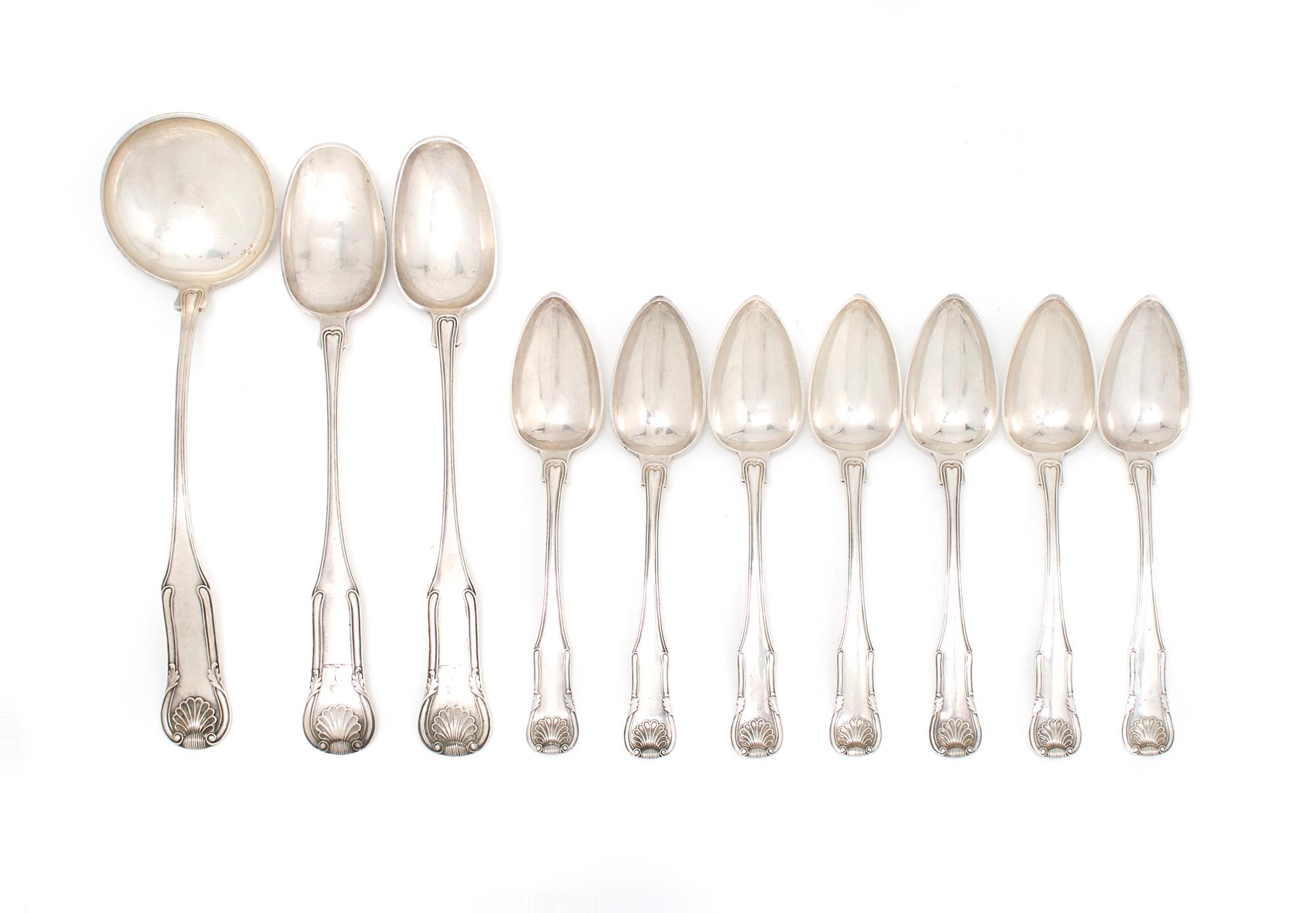 A Collection of American Silver Spoons, S. Kirk and Sons, Length of first 12 1/4 inches.