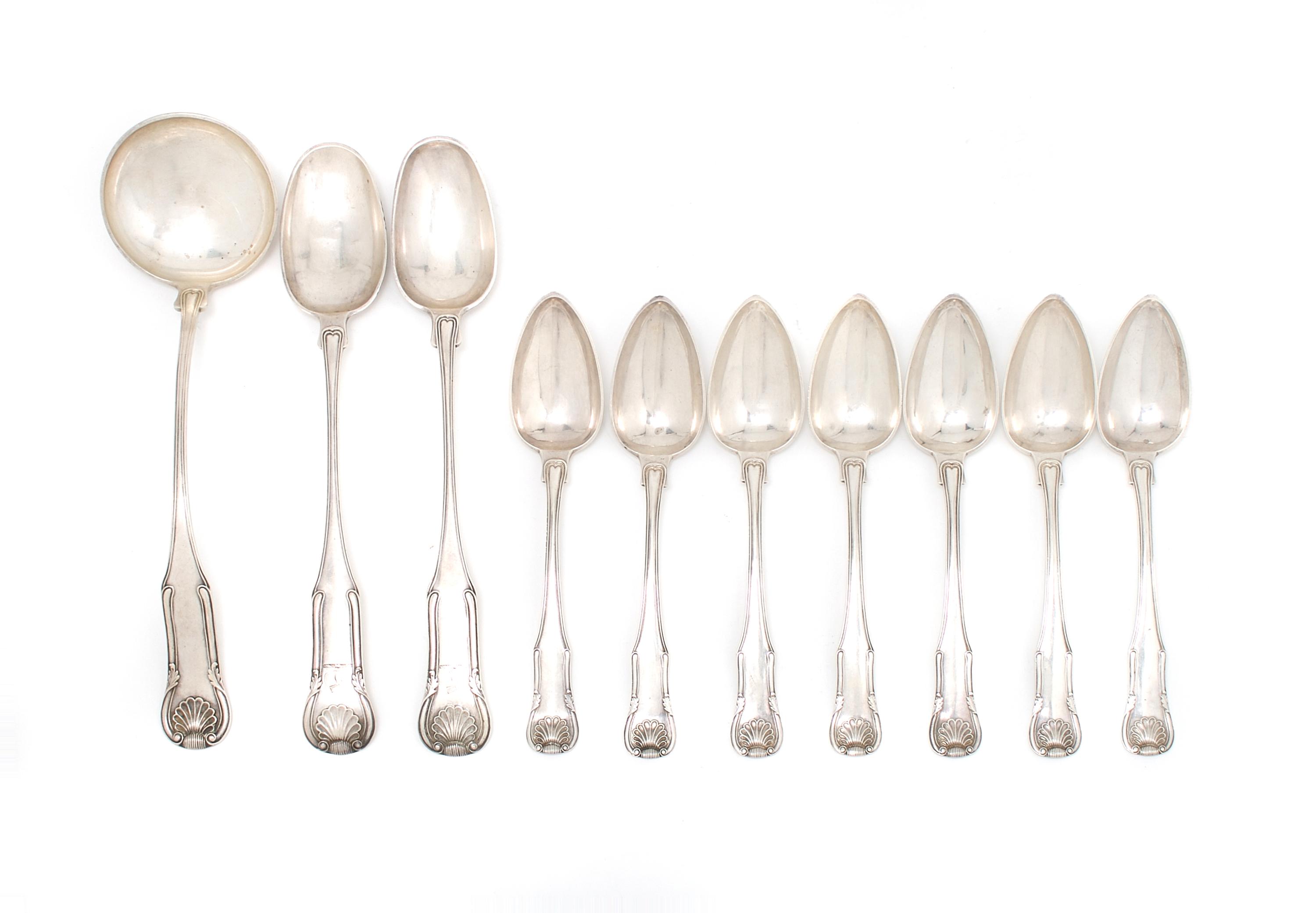 A Collection of American Silver Spoons, S. Kirk and Sons, Length of first 12 1/4 inches.