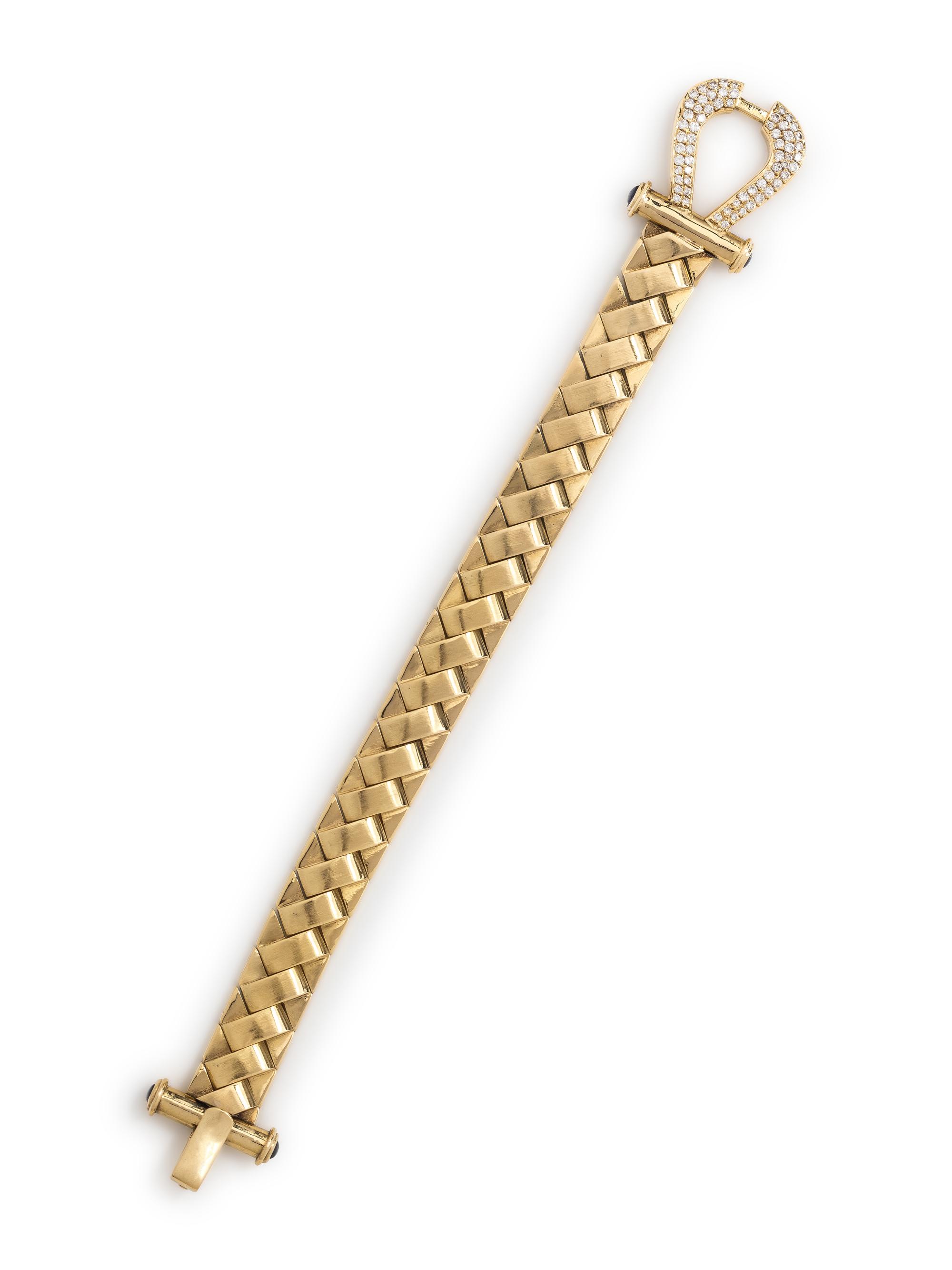 YELLOW GOLD, DIAMOND AND SAPPHIRE BRACELET