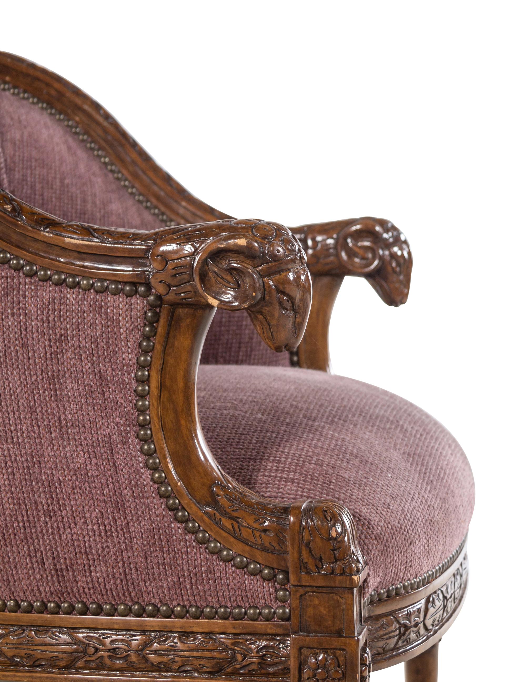 A J. Robert Scott Carved Walnut Armchair