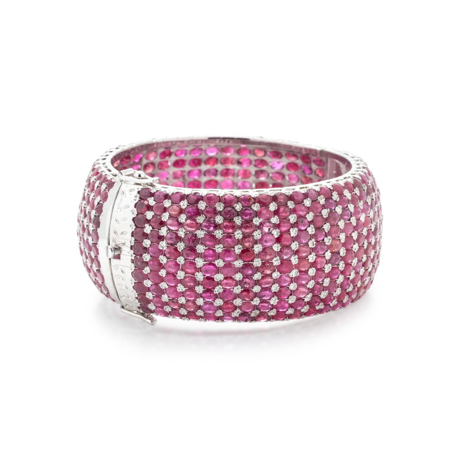 STERLING SILVER AND RUBY BANGLE BRACELET