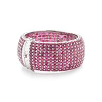 STERLING SILVER AND RUBY BANGLE BRACELET