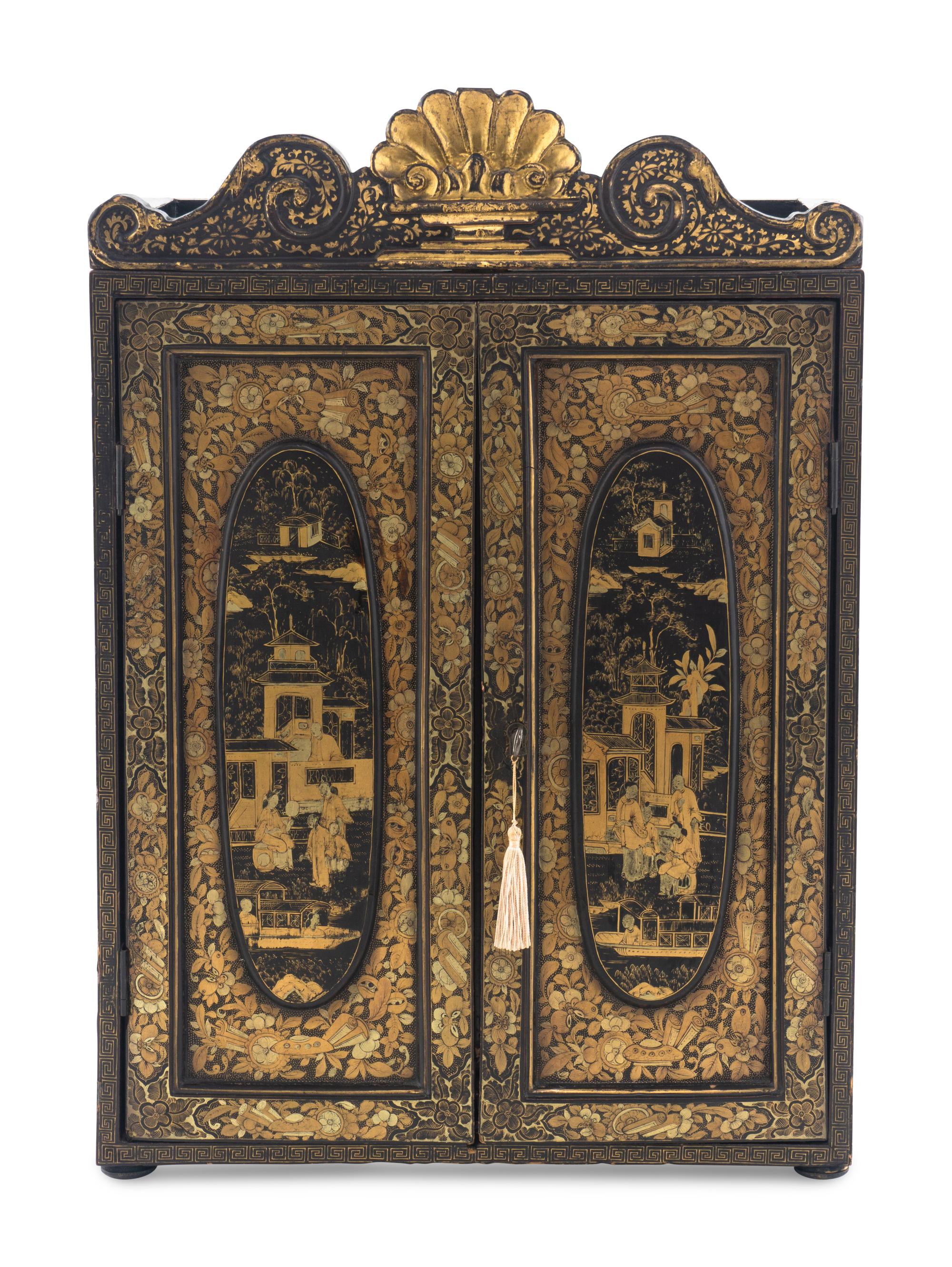 A Chinese Export Lacquer Jewelry Cabinet