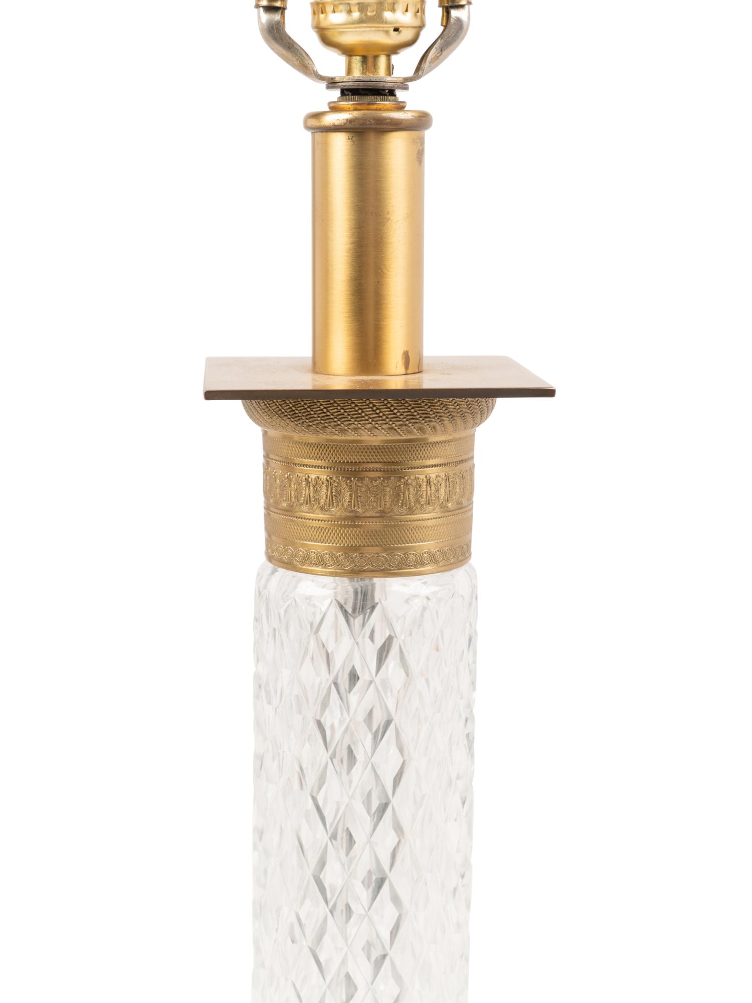 A Pair of Cut Glass Columnar Lamps