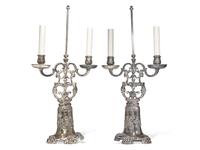 A Pair of Silver Metal Table Lamps
