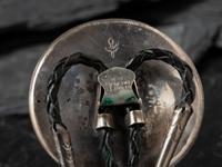 Silver Bolo Tie, with Mirroring Mosiac Inlay Winged Elements