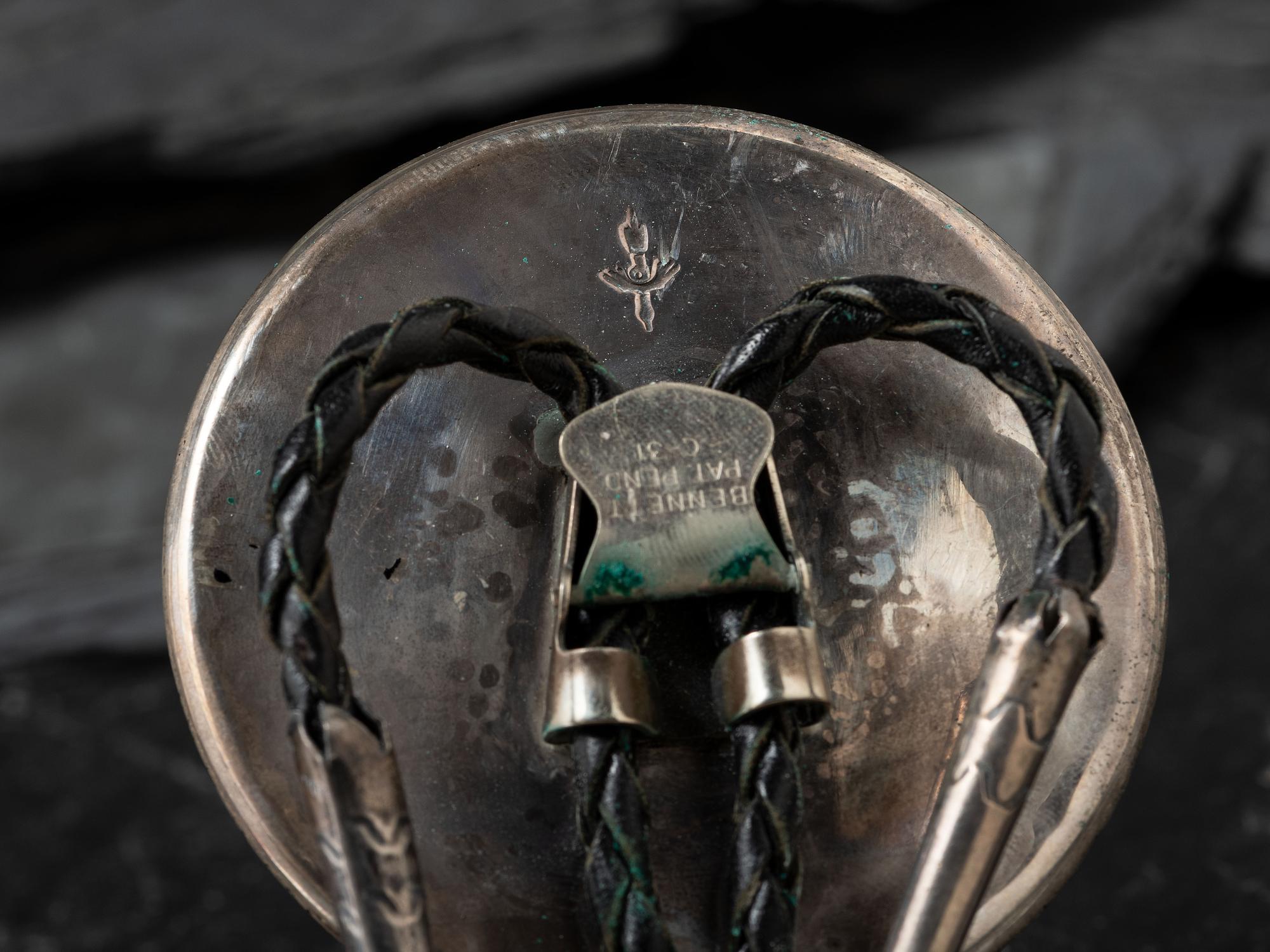Silver Bolo Tie, with Mirroring Mosiac Inlay Winged Elements