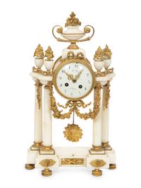 An Empire Style Gilt Bronze Mounted Marble Portico Clock